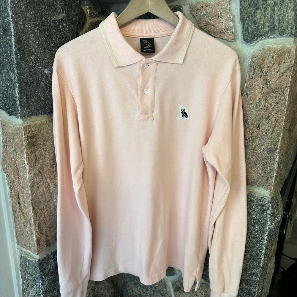 OVO Long Sleeve Pink Polo